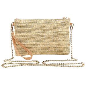 Straw Clutch Purses for Women Beach Wristlet Wallet Small Cross body